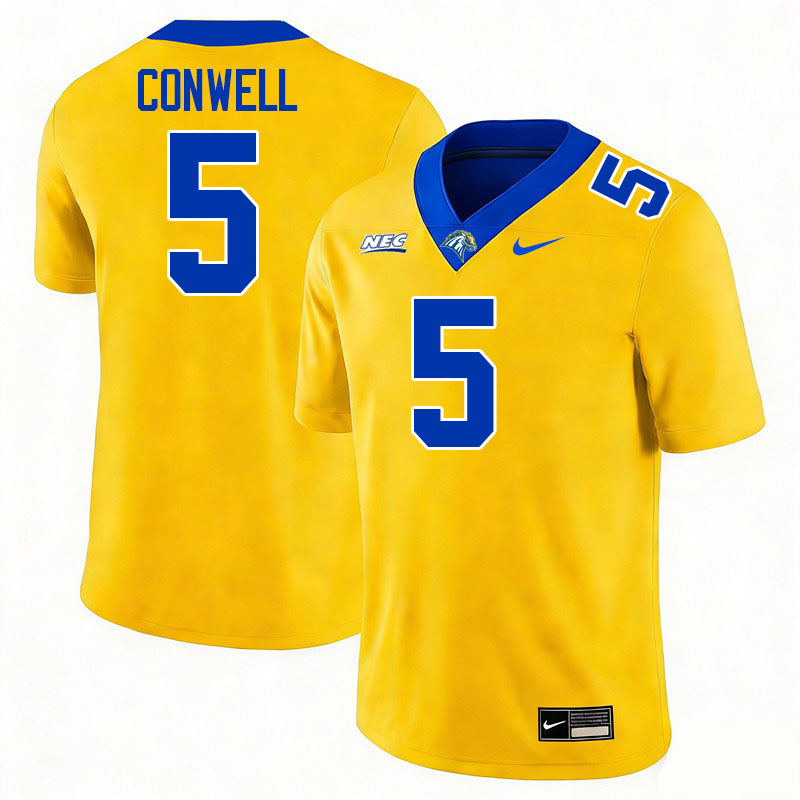 New Haven Chargers #5 Sebastian Conwell College Football Jerseys,Uniforms Stitched-Gold
